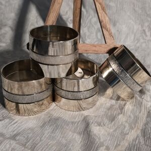 4PC Brass and Silver Tone Napkin Rings MCM Vintage Set